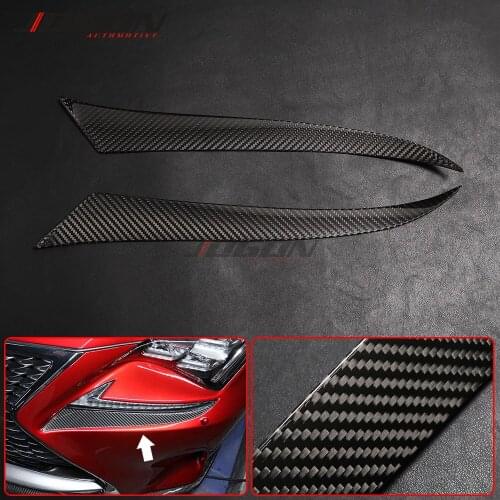 Real Carbon Fiber Front Headlight Eyebrow Cover Trim For Lexus RC RC200t RC300 RC350 RC F SPORT 2015+ Accessories
