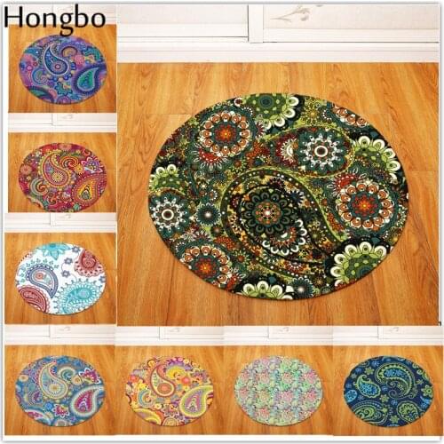 Hongbo Floor Door Mats Flannel Rainbow Color Mandala Lotus Floral Rugs Anti-slip 40*60cm Bedroom Bedside Foot Pads Doormat