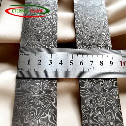 Real Damascus Billet Blanks Knife Steel DIY Knife Making Material Stainless Steel Sheet Plate Has Been Heat Treatment