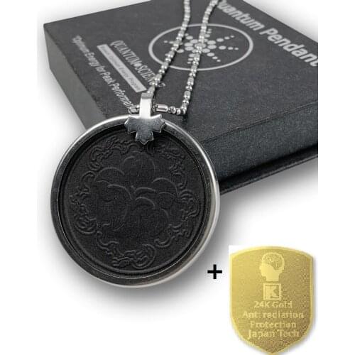 Health Quantum Energy Flower Pendant Necklace with 6 Pieces Anti Radiation Mobile Stickers