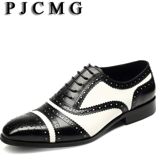PJCMG Hot Sale New Black/Brown Men Oxford Business Dress Party Wedding Pointed Toe Lace-Up Office & Career Mens Sapatos Shoes