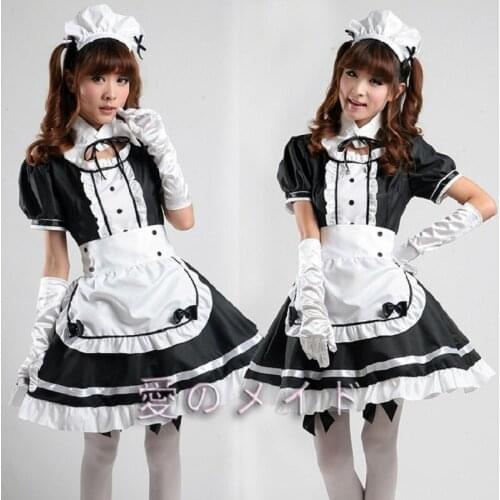 Lolita Dresses Womens Maid Outfit Sweet Gothic Anime K-ON! Cosplay Costume Apron Dress Uniforms Halloween Costumes Plus Size