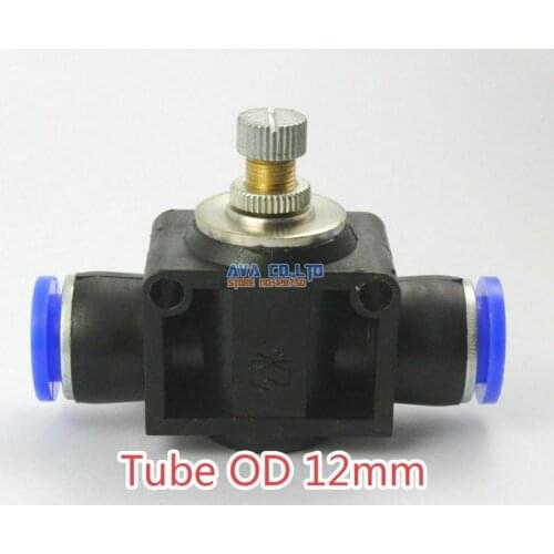 2 Pieces Tube OD 12mm Air Flow Speed Control Valve Pneumatic Connector Push In To Connect Fitting