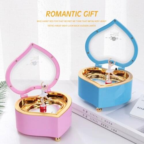 Romantic heart-shaped Music box Spin dancing ballet little girl Child Valentines Day Birthday present