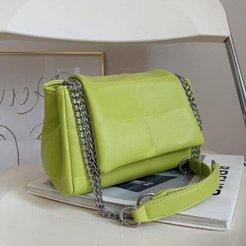 Luxury Designer Pu Leather Small Purses and Handbags for Women 2021 Fashion Brand Chain Crossbody Shoulder Bag Green