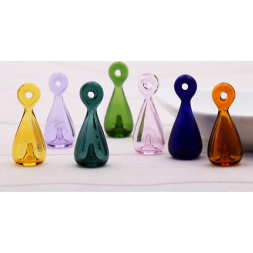 1X Diffuser Perfume Refillable 39*17mm Coloured handmade Essential Oil Aromatherapy Bottle Pendant drop jewelry glass pendant