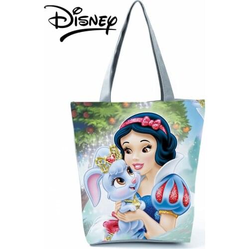 Disney Princess Snow White Printed Handbags Cartoon Shoulder Bag High Capacity Women Shopping Bag Storage Bag Rabbit Beach Bag
