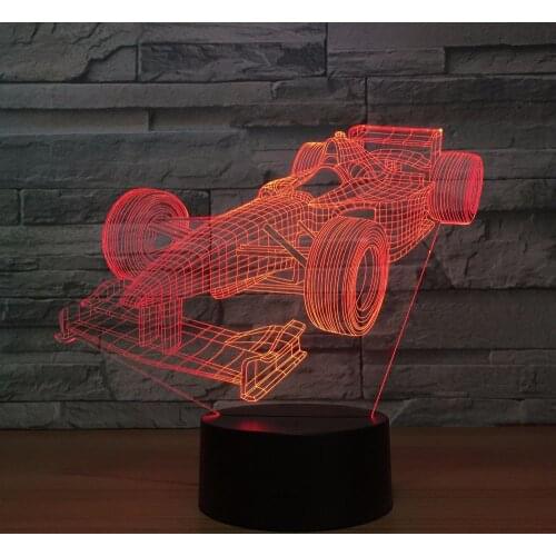 Racing Car Shape Luminaria Lampe Acrylic 3D light LED Lamp USB Table Desk Led Night Light Friends & Holiday Birthday Cool Gifts