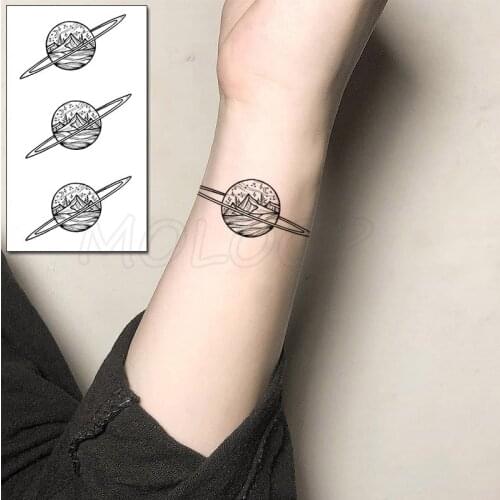 Planet Earth Mountain Star Moon Temporary Tattoo Sticker Fake Tattoos for Kids Women Men Body Makeup Waterproof Stickers