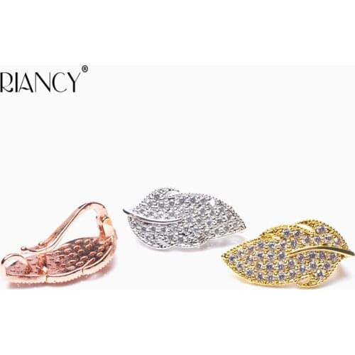 DIY Jewelry Accessories Double row clip Clasp Leaves micro inlaid Zircon Pearl long necklace accessories