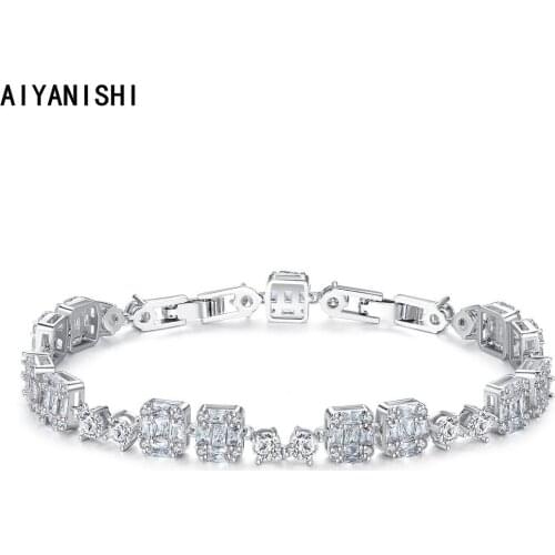 AIYANISHI 18K Gold Filled Elegant Bracelets 18+3cm for Female Tennis Bracelets For Women Party Bracelet Korean Fashion Gifts
