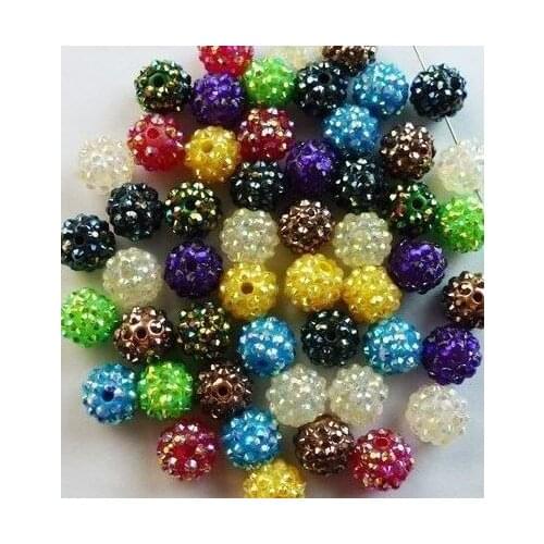 10MM mixed white Chunky Resin Rhinestone Beads Bling Ball Beads Chunky Kid Jewelry Wives DIY Finding bracelet necklace hy354