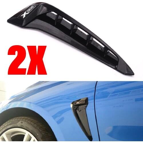 2x X-Drive Shark Black ABS Car styling Side Wing Fender Air Guide Vent Frame Trim Fit For BMW X5 F15 2014 2015 2016 2017 2018