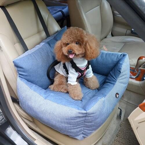 Dog Car Seat Puppy Booster Seat Dog Travel Car Carrier Bed with Clip-on Safety Leash Removable Washable Cover for Small Dog