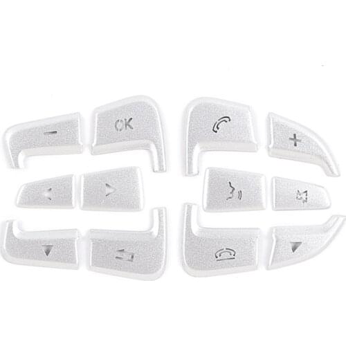 Car Aluminum Steering Wheel Button Trim Cover Decoration Stickers Accessories for Benz a B V CLA GLE CLS Class 2015-2019