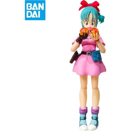 BANDAI Original SHF Anime Dragon Ball Bulma Action Figures Big Adventure 6.3Inch Figurine Collectible Toy Model Gift