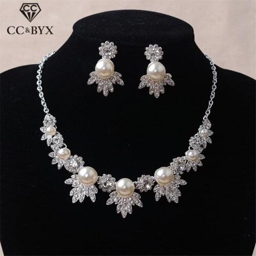 CC jewelry sets pearl necklace women drop earrings wedding accessories for bridal fashion jewelry leaf biojux necklaces TL150