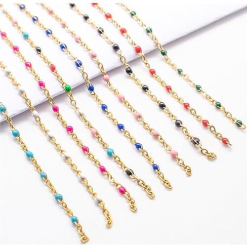 DoreenBeads 1 Meter Stainless Steel Link Cable Chain Gold Metal Enamel Chains Findings Trendy DIY Jewelry Making