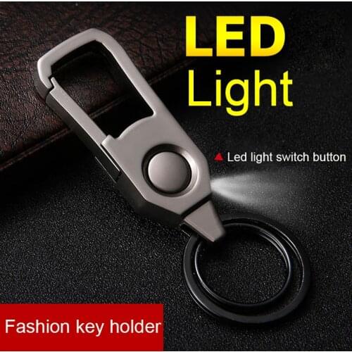 Bycobecy Fashion Men And Women General Metal Key Case Mens Car With Light LED Pendant Key Holder Small Gift Keycase Organizer