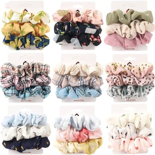 3Pcs Elegant Velvet Scrunchies Set Elastic Hair Bands Dot Scrunchie Fashion Headband Women Girl Ponytail Holder Hair Accessories