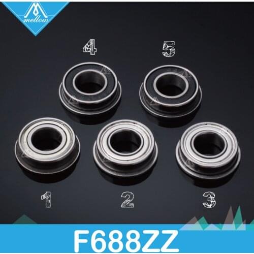 10pcs/lot F688-2Z F688ZZ F688 zz F628/8ZZ Flanged Flange Deep Groove Ball Bearings 8 x 16 x 5mm for 3D printer