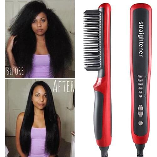 Ceramic Hair Straightener Flat Irons Straightening Brush Beard Straightener Hot Heating Comb Anti-Scalding Men Beard Straightene