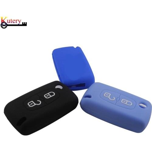 Kutery Silicone Rubber Car Key Cover Case For Citroen C2 C3 C4 C6 Berlingo Remote Key Protecor 2Buttons