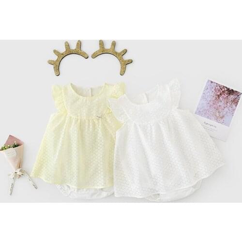 Summer new short-sleeved baby jumpsuit female baby flower fairy temperament Kazakhstan clothes newborn fart clothes