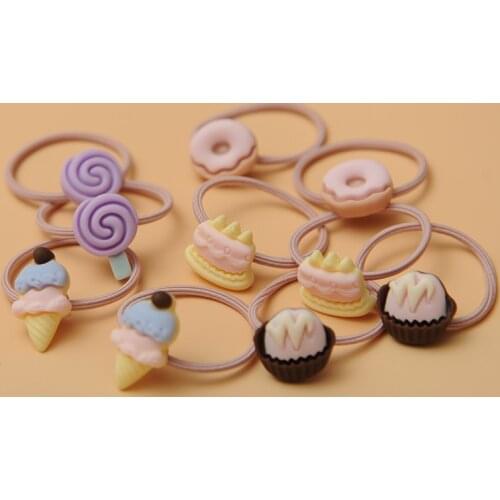 Summer Ice Cream Cone Rubber Band Princess Hair Tie Rubber BandWeb Celebrity Balls Hair Cord Lady Chocolate hair cord