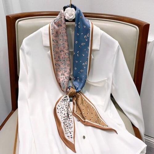 Hot 2020 New Silk Scarf Women Fashion Leopard Scarves Office Lady Neckerchief High Quality Foulard Femme Hair Tie Bandana Hijab