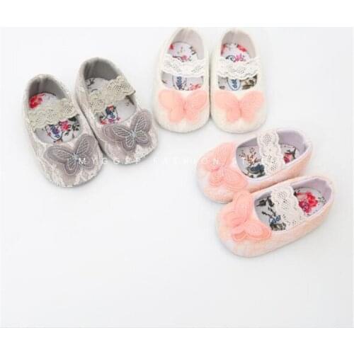 Cute Baby Lace Shoes Newborn Toddler Girl Anti-slip Crib Shoes Fashion First Walkers Soft Sole Infant Girls Princess Shoes