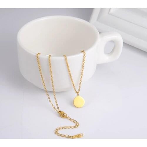 Cazador Fashion Minimalist Small Round Pendant Necklaces for Women Girls Stainless Steel Jewelry Choker Necklaces Aesthetic Gift