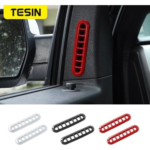 TESIN Interior Mouldings For Ford F150 Car Door Air Outlet Vent Trim Cover Stickers For Ford F150 Raptor 2009-2014 Car Styling