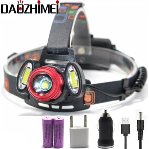 Headlamps 6000lumens XM-L T6+2COB LED Rechargeable Head Torch 4Mode Waterproof Lantern by 18650 battery for Fishing Hunting