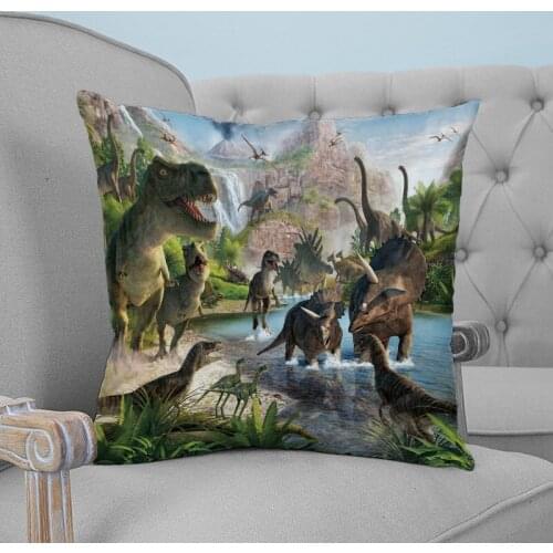 3D Cartoon Dinosaur Printed Throw Pillow Case Plush fabric Pillowcase Home Decorative Pillow Hot