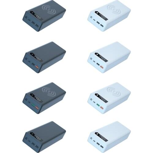 Detachable LCD QC3.0 PD 16x18650 Battery Case 5W/10W Wireless Charging Box Power Bank Shell