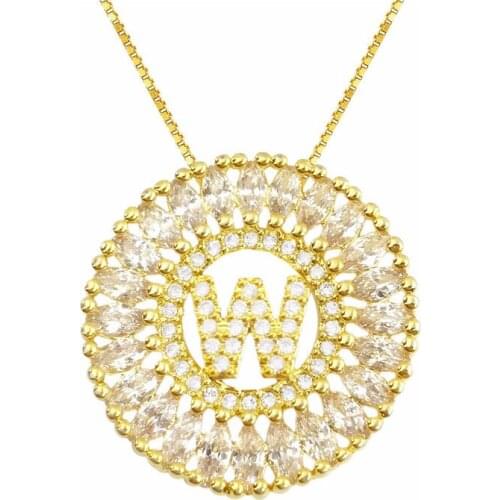 OMYFUN Letter W Necklace Luxury Gold Color Joyeria Fashion CZ Jewelry Choker Pendant Necklace Women Bijouteria Valentines Day