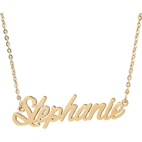 Stephanie Name Necklace Personalised Stainless Steel Women Choker 18k Gold Plated Alphabet Letter Pendant Jewelry Friends Gift