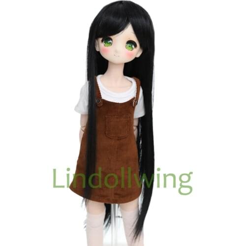 1/3 BJD Wig Pullip Dal DD SD LUT Dollfie Doll Wig High Temperature Hair 8-9 inch Long Wig Black Hair