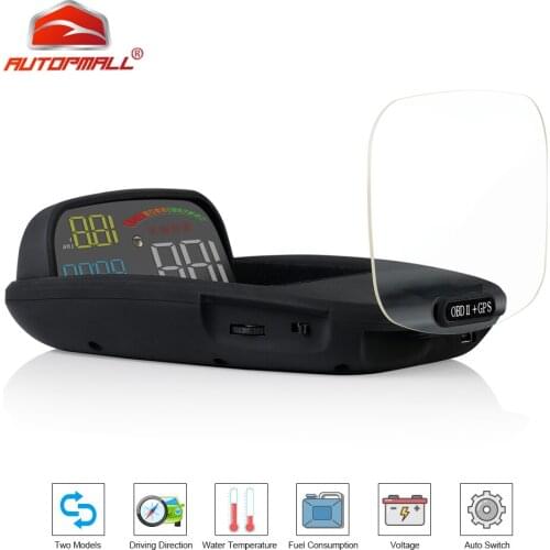 New Car HUD Head-Up Display OBD 2 II 2 In 1 HD C800 On-board Computer Speed Projector GPS Speedometer Alarm Function Practical