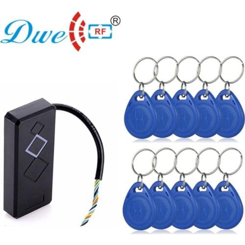 Rf id mini smartkey wiegand wall rfid 125khz reader door cards access control for proximity keys with 10 tags free