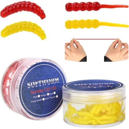 Fishing Lure Bait Yellow Red Worm Soft Lures Earthworm Artificial Rubber Baits Corn Fishy Smell Simulation Soft Bait Wholesale