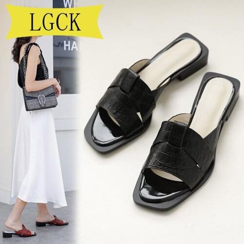 Plus Size 34-39 New Real Leather Women Sandals Thick Heel Open Toe Casual Shoes Women Solid Color Fashion Beach Female Footwear