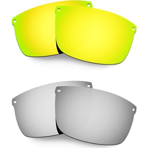 HKUCO For Carbon Blade Sunglasses Polarized Replacement Lenses 2 Pairs Gold & Silver