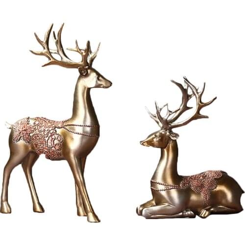 2pcs Home Decor Deer Decoration Creative Couple Stylish Special Deer Decoration Deer Ornament For Wine Cabinet Living Room Home