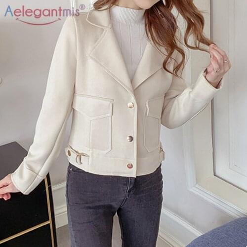 Aelegantmis Spring New Pu Faux Leather Jacket Women Fashion Lapel Motor Punk Jacket Coat Female High Street Biker Cool Outerwear