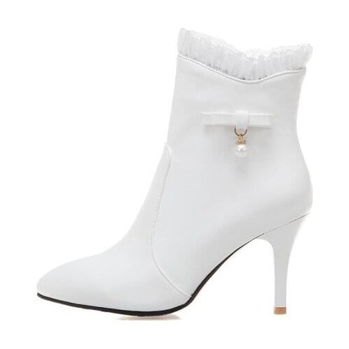 Big Size 9 10 11-17 boots women shoes ankle boots for women ladies boots shoes woman winter Solid color tapered heel