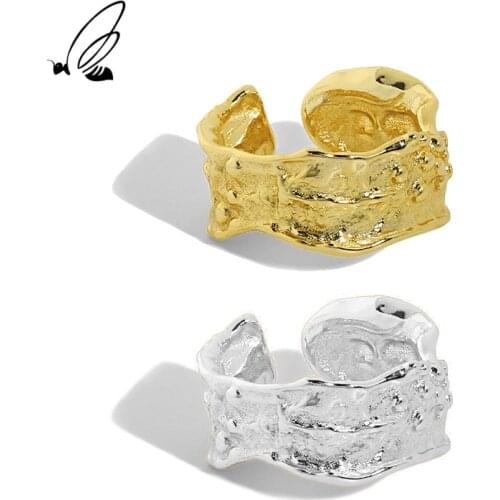 SSTEEL 925 Sterling Silver Simple Extremely Design Irregular Texture Ring For Womens Punk Engagement Open 2021 Fine Jewelry