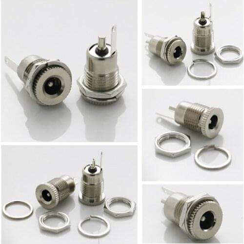 10Pcs DC-099 Power Supply Jack Socket Female Panel Mount Connector 5.5mm 2.1/2.5mm Plug Adapter 2 Pins 5.5*2.1 5.5X2.5