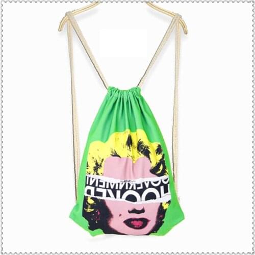 10pcs/lot) size 37x46cm BEST QUALITY women canvas drawstring backpack for teenage girls
